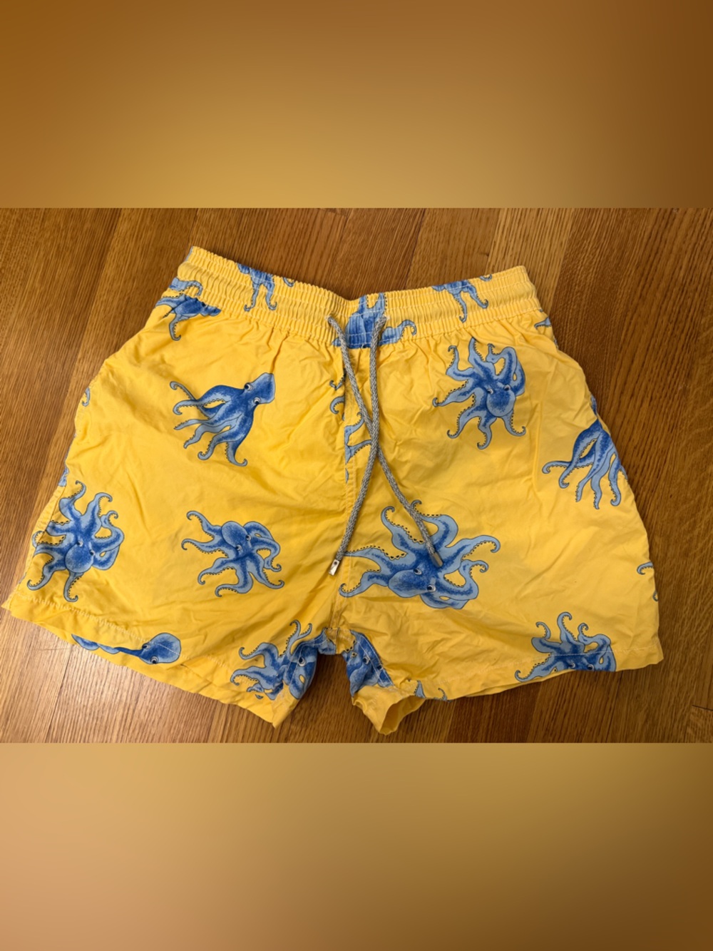Vilebrequin Yellow Swim Trunks with Blue Octopus